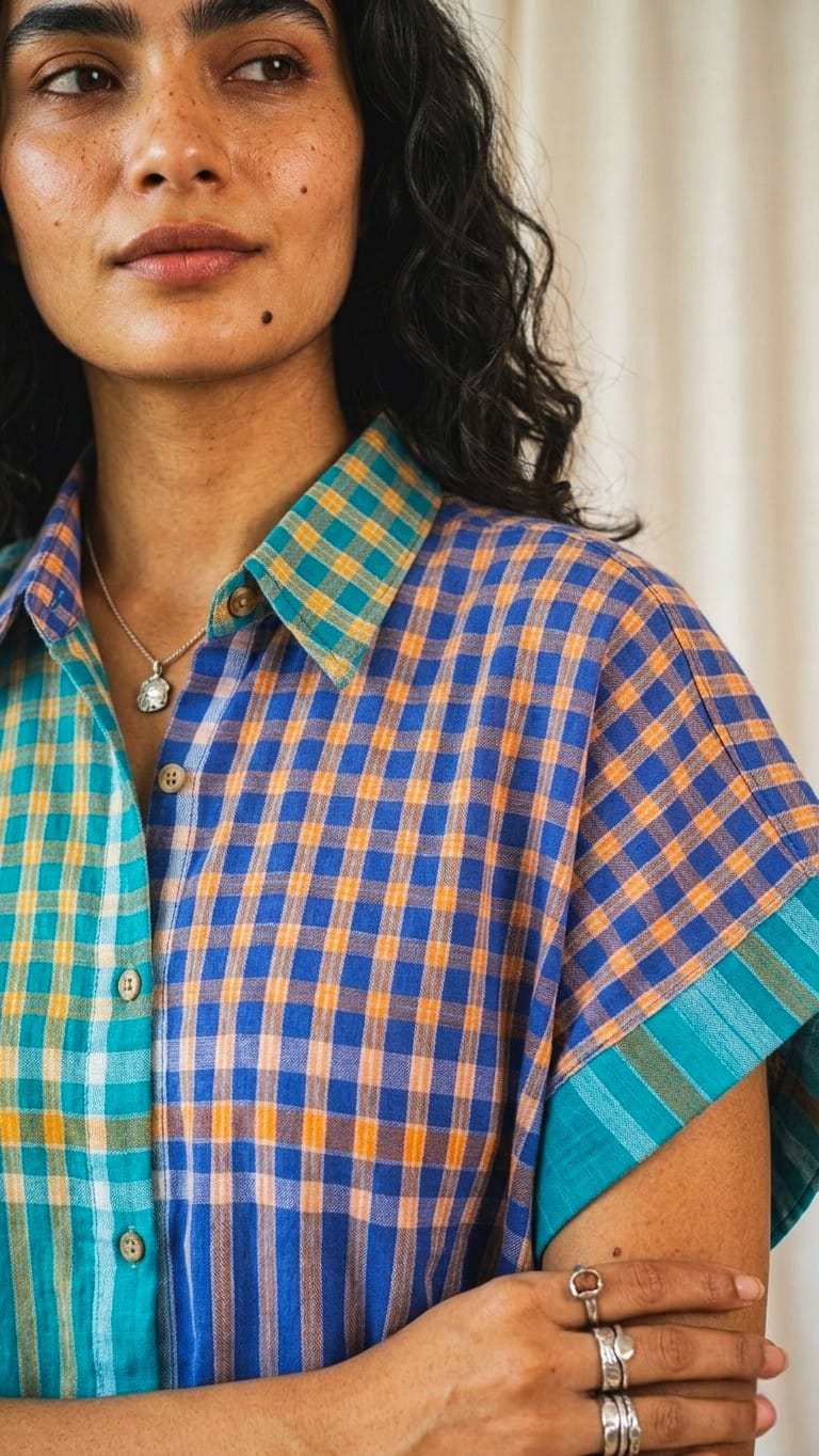 Dual Color Gamcha Cotton Shirt