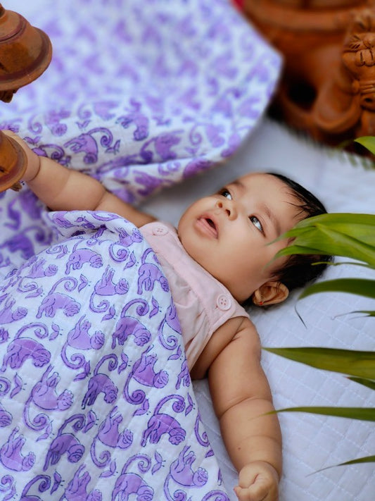 The Lazy Monkey – Hand Block Printed Muslin Blanket