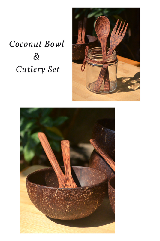 Almitra Sustainables coconut bowl and cutlery gift hamper – eco-friendly dining set