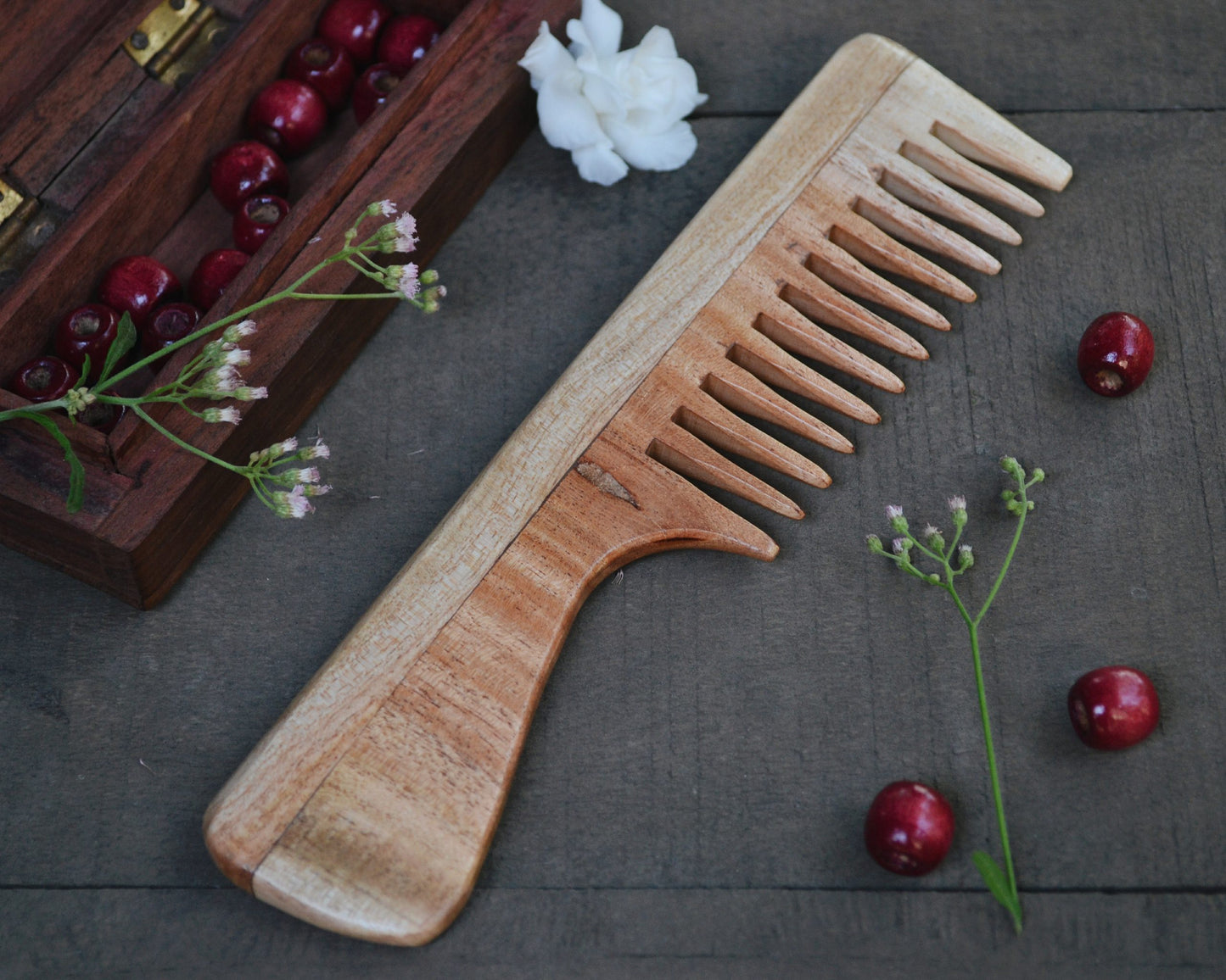 .Neem Wood Hair Comb - Handle