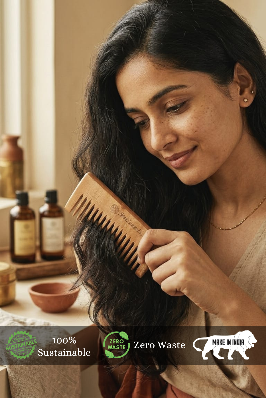 .Neem Wood Hair Comb - Small – Almitra Sustainables