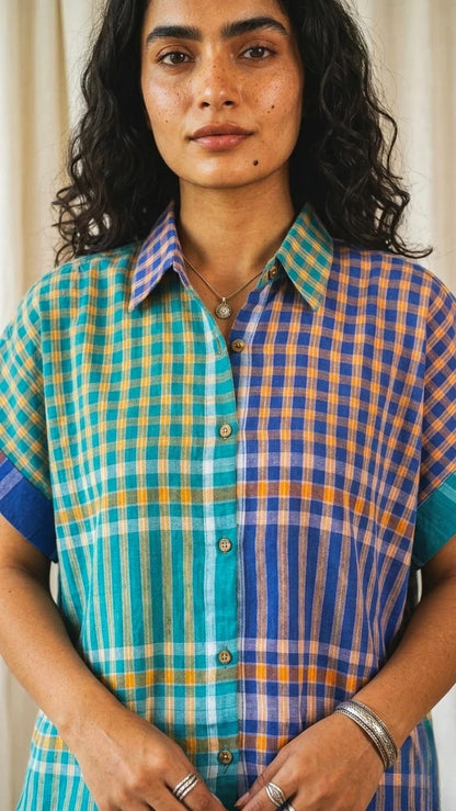 Dual Color Gamcha Cotton Shirt