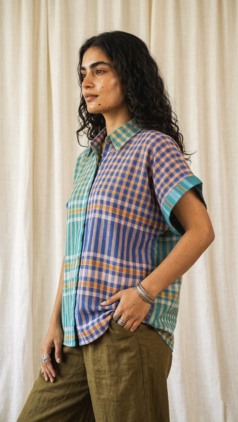 Dual Color Gamcha Cotton Shirt