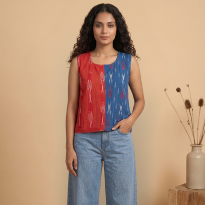 Dual Color Ikat  Cotton top