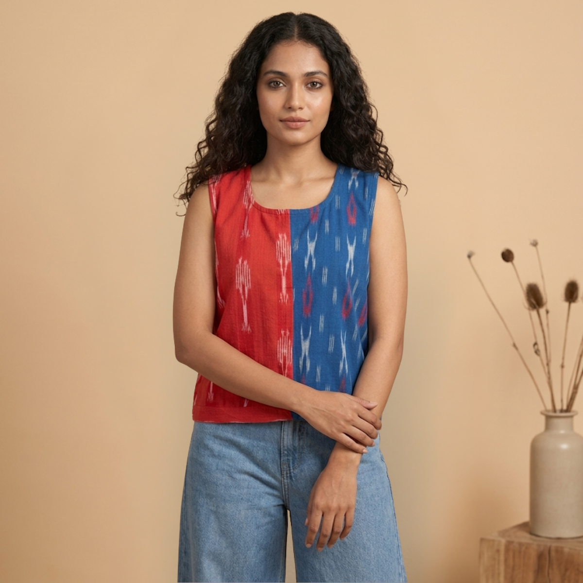Dual Color Ikat  Cotton top