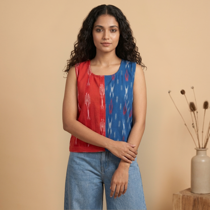 Dual Color Ikat  Cotton top