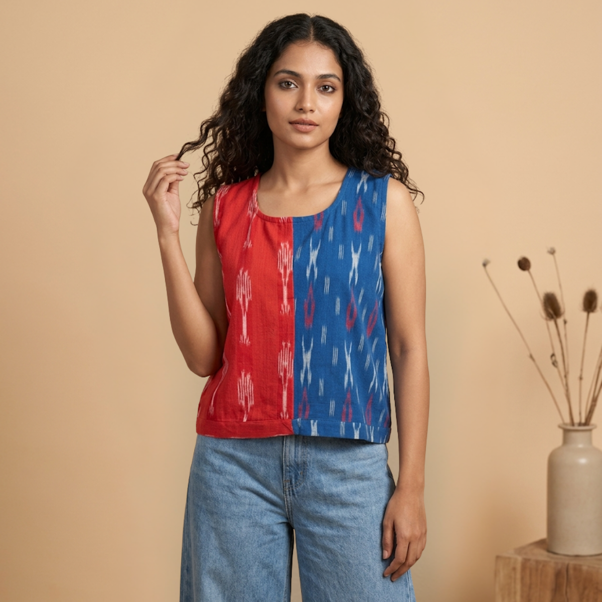 Dual Color Ikat  Cotton top