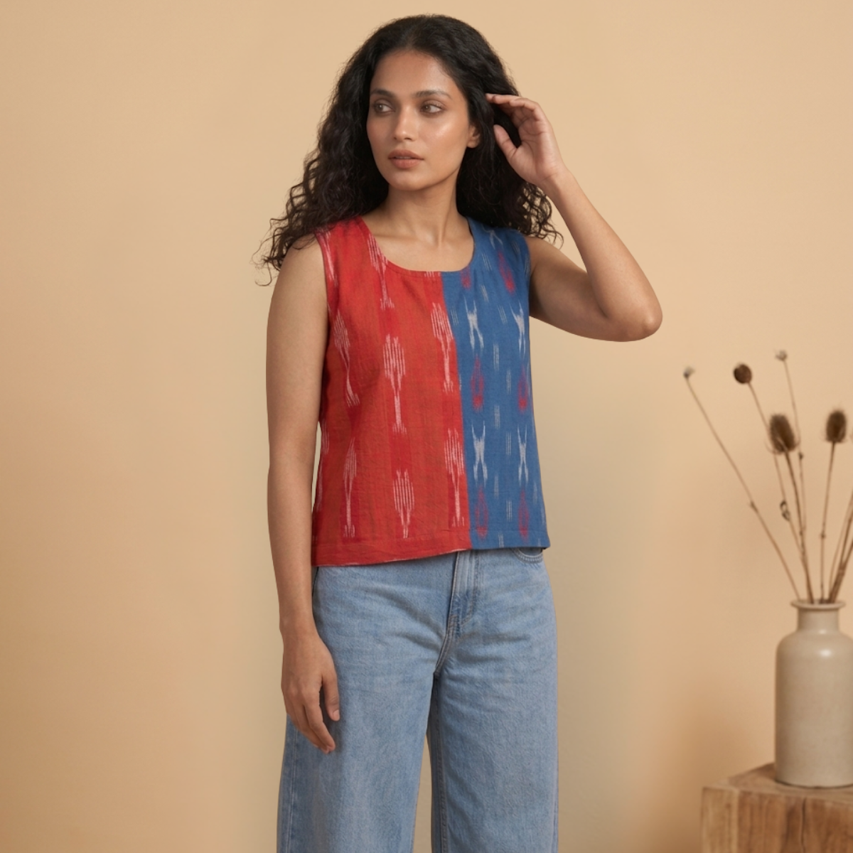 Dual Color Ikat  Cotton top