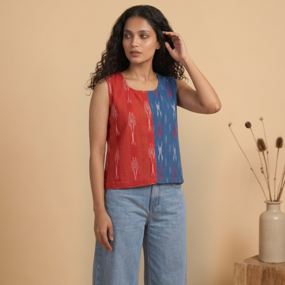 Dual Color Ikat  Cotton top