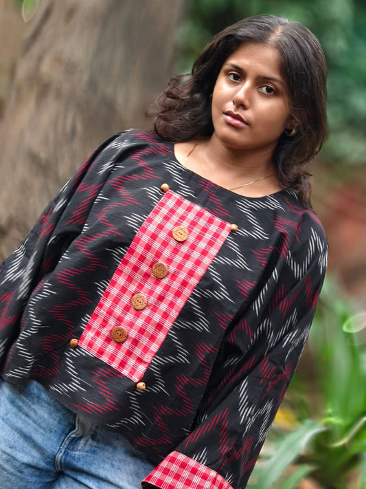 Handcrafted Ikat & GAMCHA Panel Top