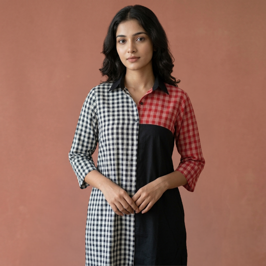 Linen And Gamcha Dress