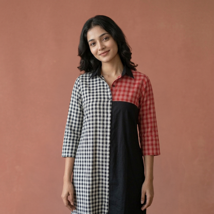 Linen And Gamcha Dress