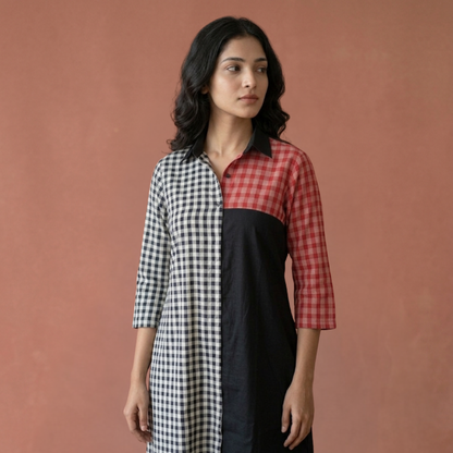 Linen And Gamcha Dress
