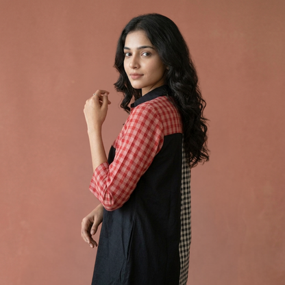 Linen And Gamcha Dress