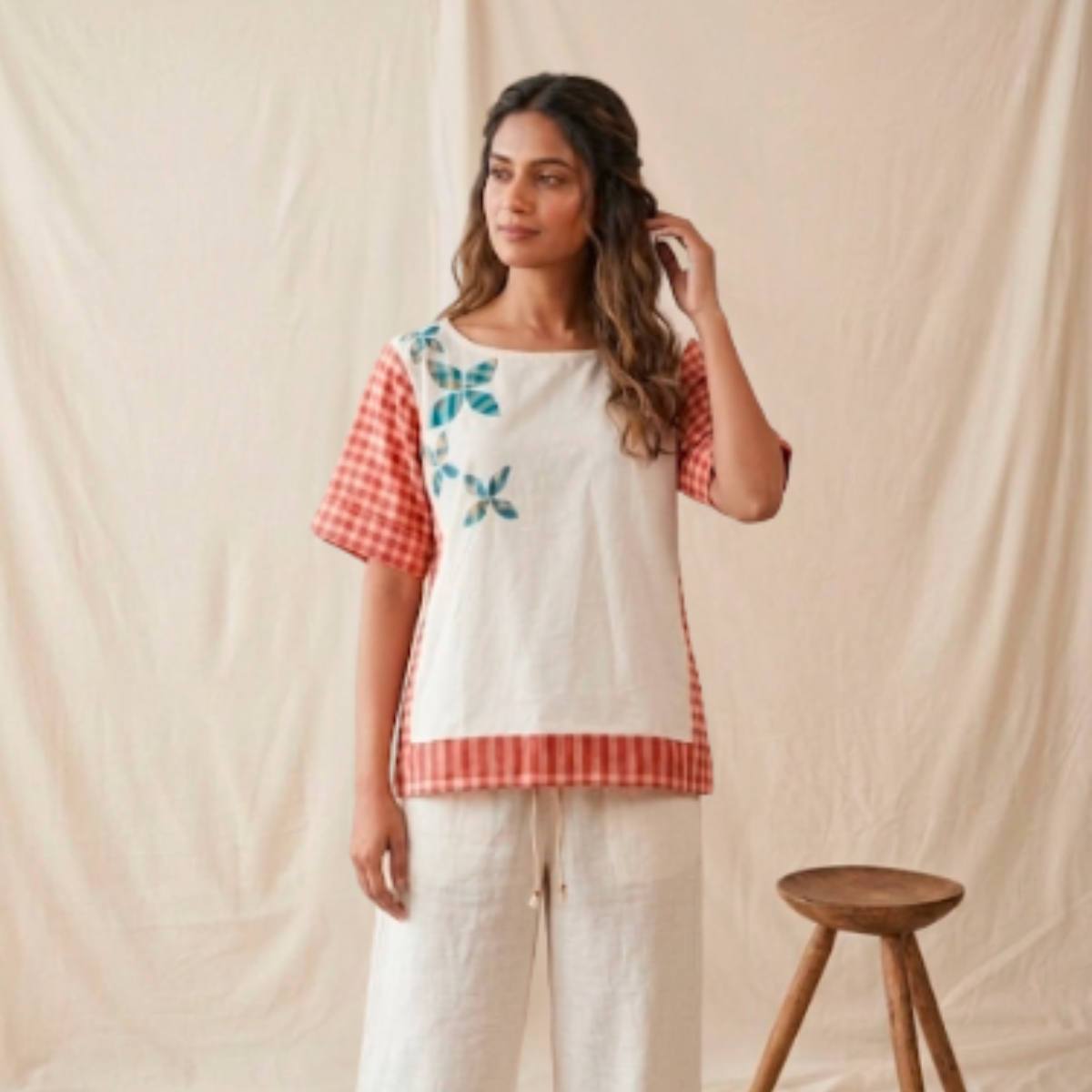 Manjarpat And Gamcha Gith Gamcha Patch Work Top