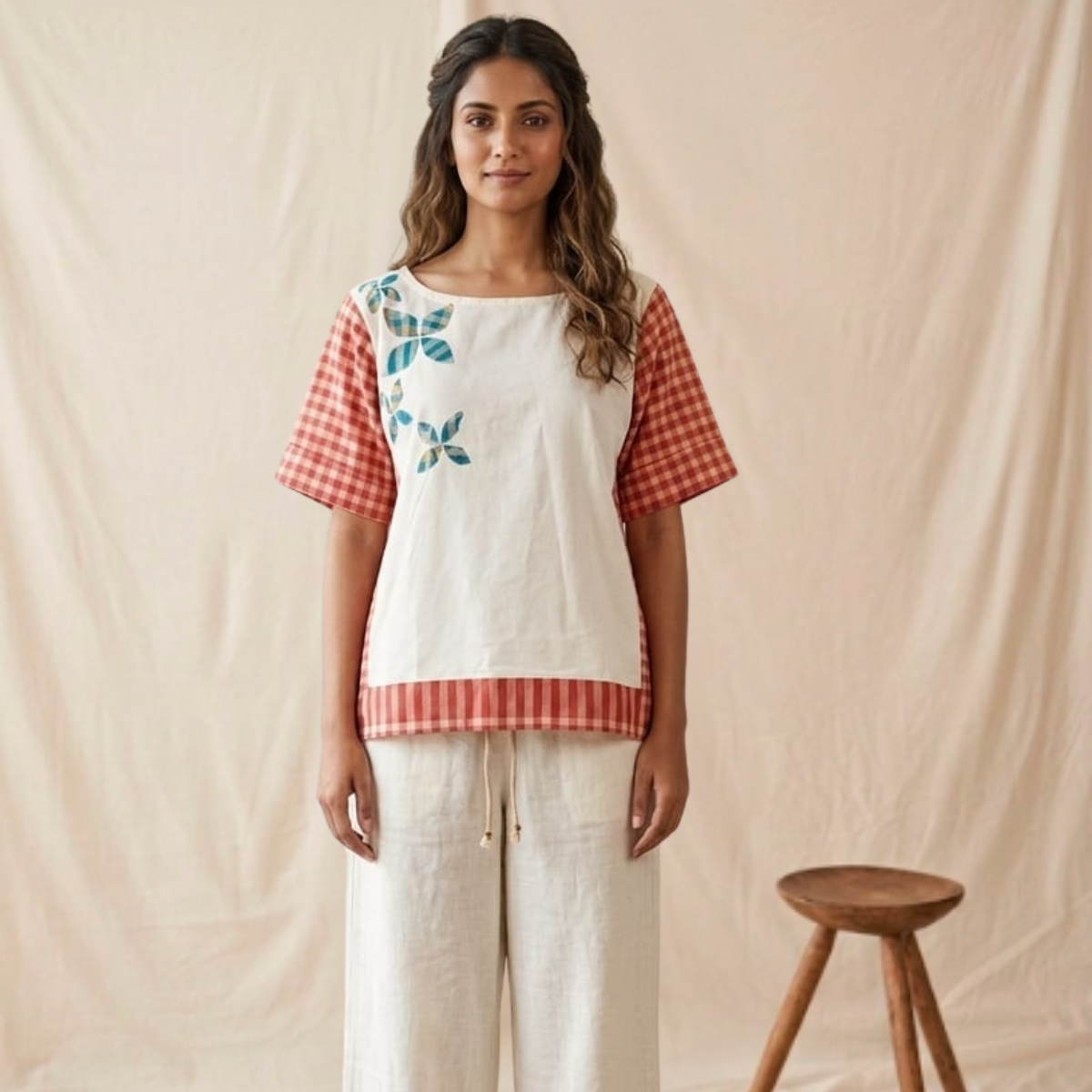 Manjarpat And Gamcha Gith Gamcha Patch Work Top