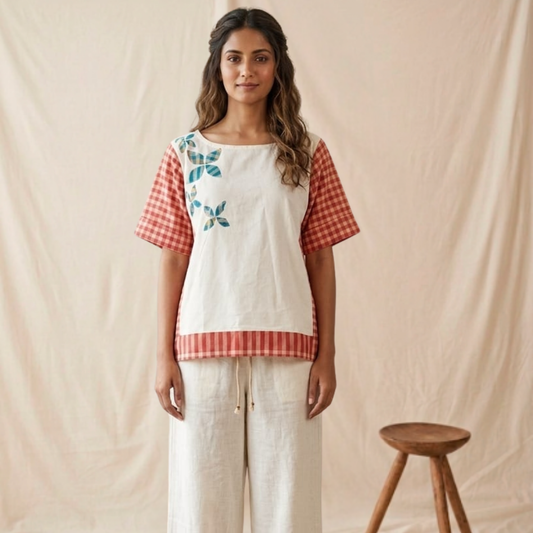 Manjarpat And Gamcha Gith Gamcha Patch Work Top