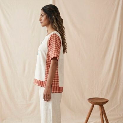 Manjarpat And Gamcha Gith Gamcha Patch Work Top