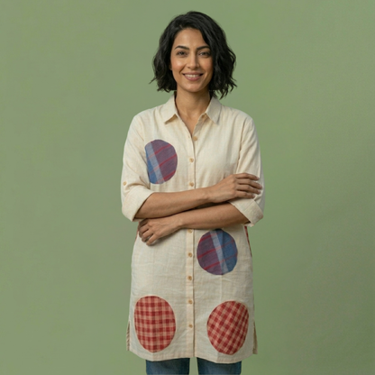 Manjarpat With Gamcha Patch Shirt Dress