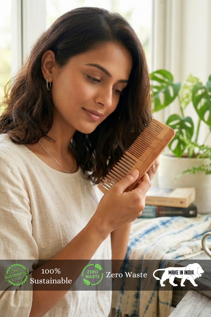 .Neem wood Hair Comb - Large image 3