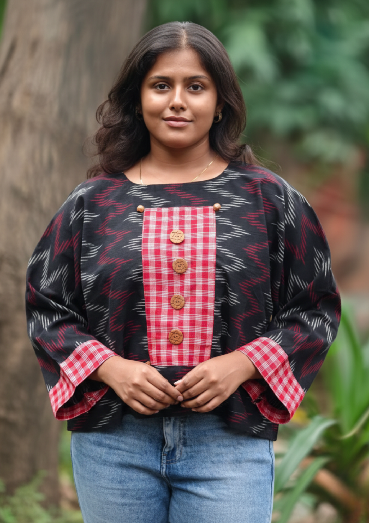 Handcrafted Ikat & GAMCHA Panel Top