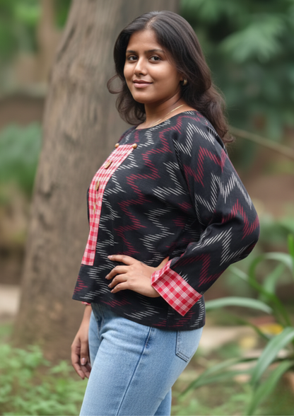 Handcrafted Ikat & GAMCHA Panel Top